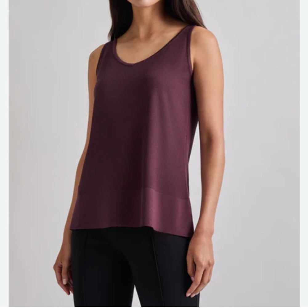 Misook V-Neck Mahogany Classic Basic Soft Knit Tank Top XL